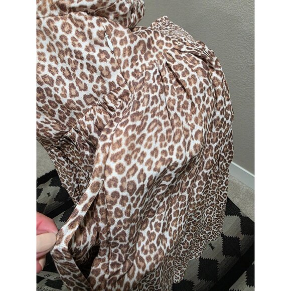 J.Crew Leopard Print Puff Sleeve Smocked Dress Size 12 - Picture 11 of 14